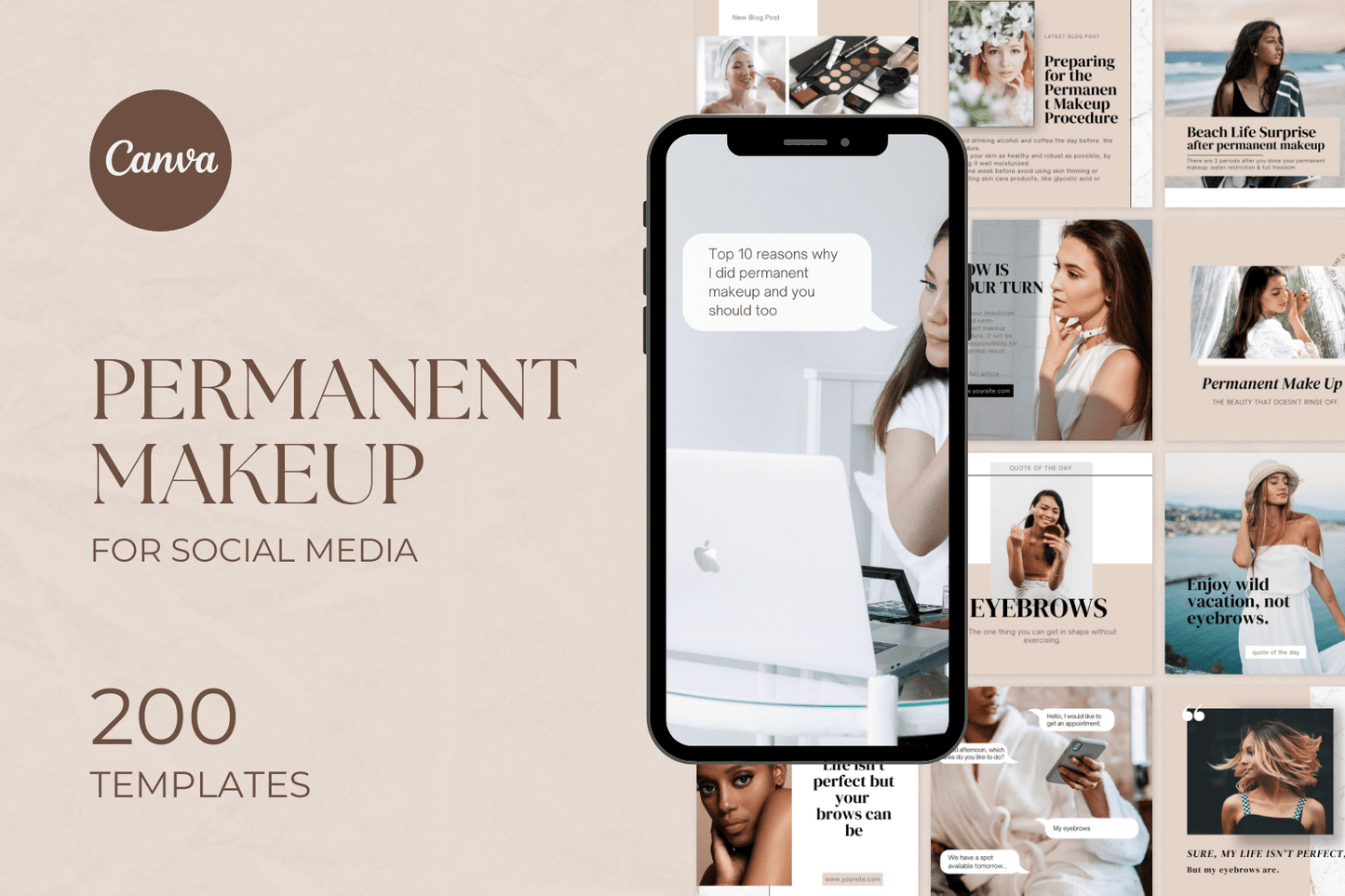 200 Permanent Makeup Templates for Social Media