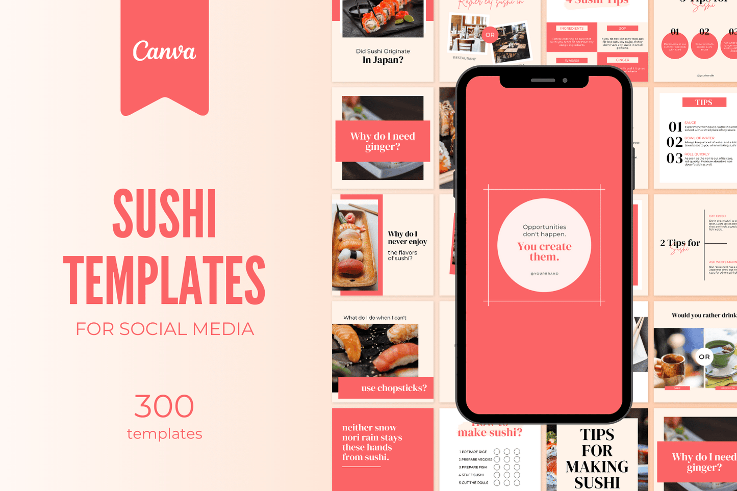 300 Sushi Templates for Social Media