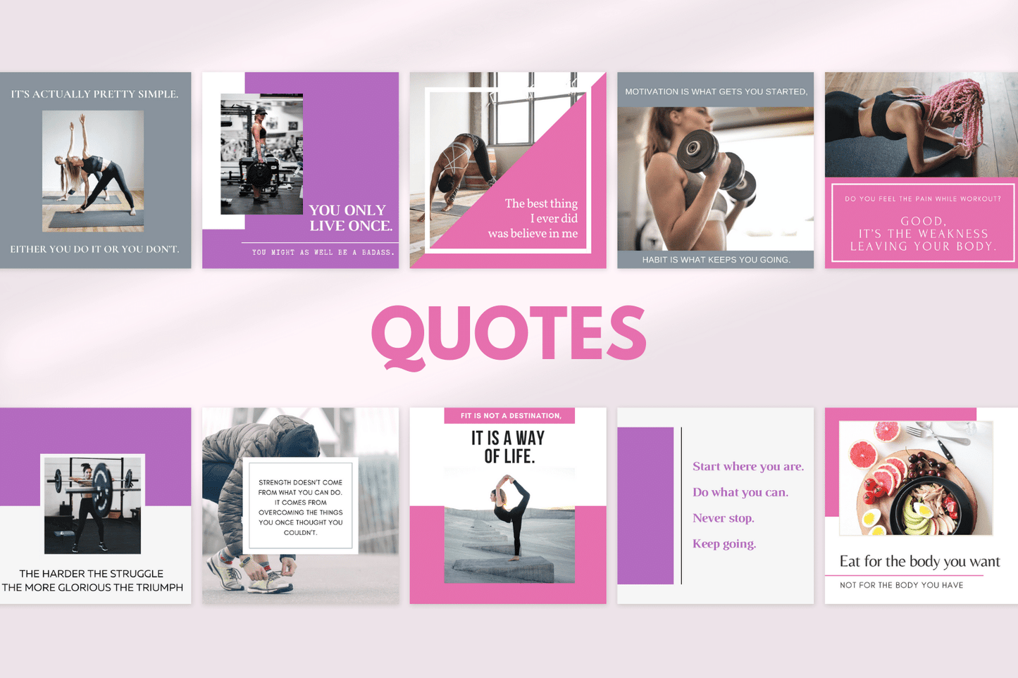 400 Premium Fitness Templates for Social Media (Feminine)