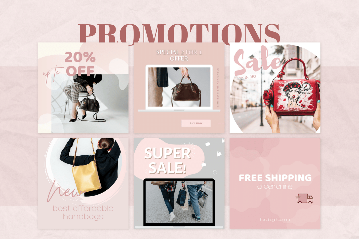 200 Handbag Templates for Social Media